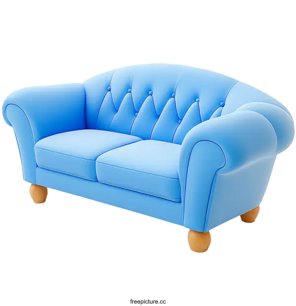 [Transparent Background PNG]Light Blue Sofa Illustration