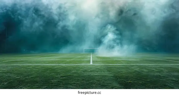 Green smoke on the football field