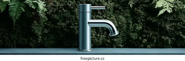 Modern Water Faucet in a Natural Setting