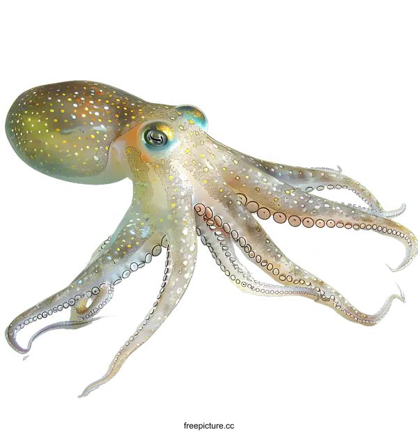 [Transparent Background PNG]A beautiful illustration of a bioluminescent octopus
