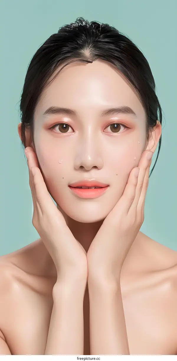 Portrait of a Young Asian Woman With Smooth Skin
