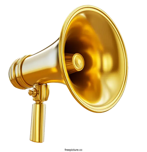 [Transparent Background PNG]Golden Vintage Megaphone Illustration