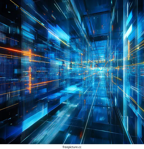 Digital Futuristic Data Center Corridor