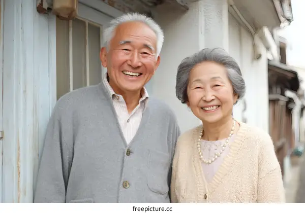 Happy Asian Senior Couple Portrait