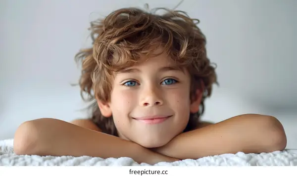 Smiling Boy with Blue Eyes