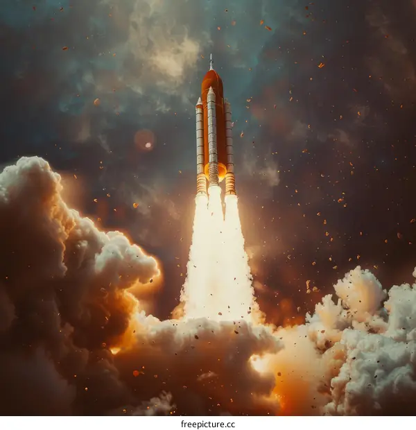 Space Shuttle Atlantis launching into space