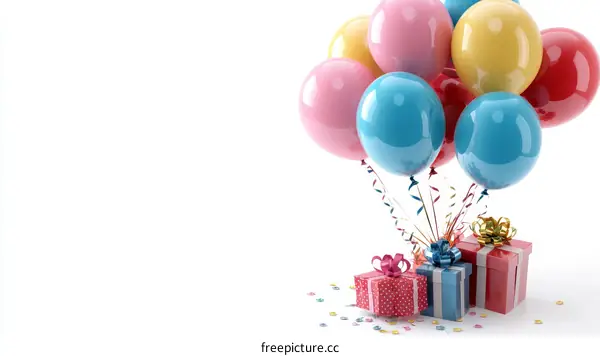 Colorful Balloons and Presents for a Celebration