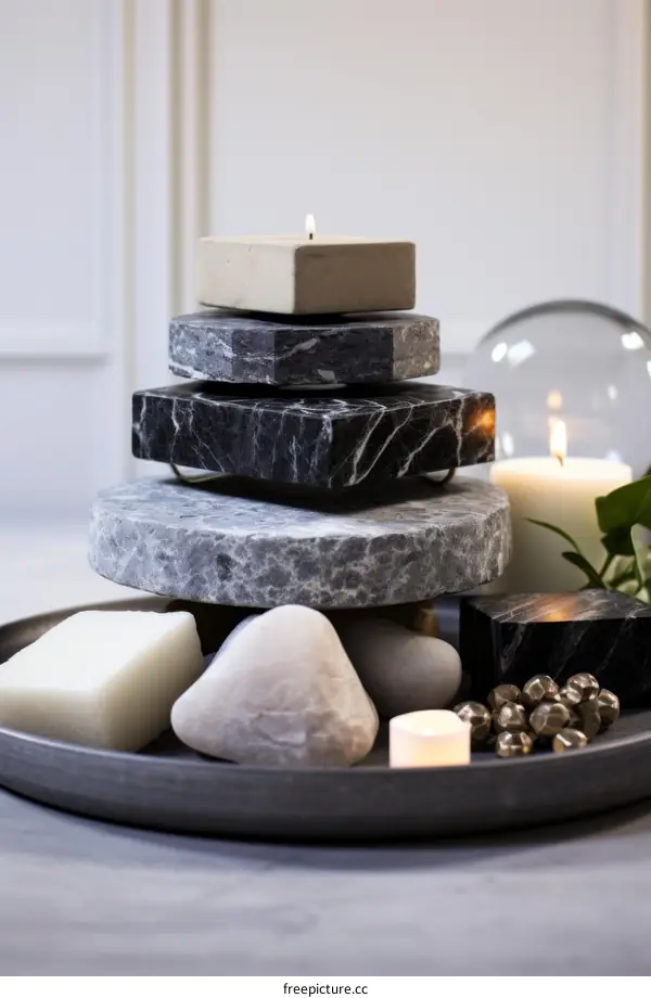 Marble and Stone Home Decor Styling in Minimalist Geometry