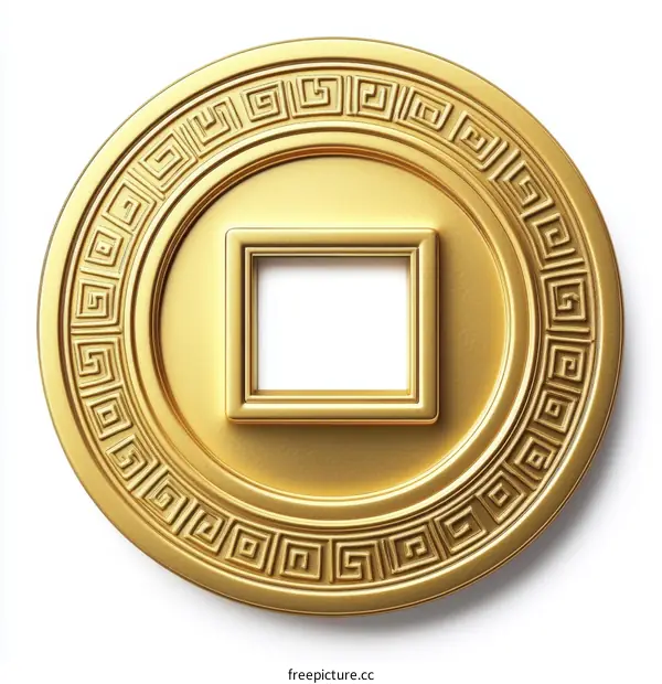 Golden Chinese Coin Design Illustration