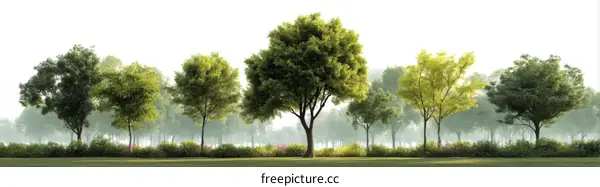 Misty Morning Forest Landscape Illustration