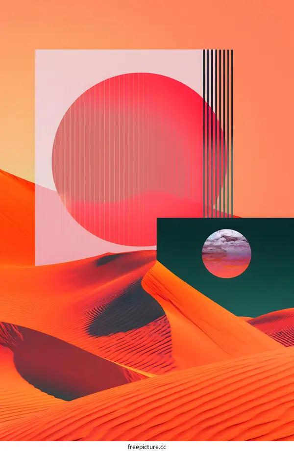 Abstract Minimalist Desert Landscape with Geometric Shapes