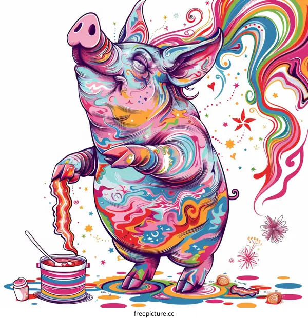 Psychedelic Pig Painting