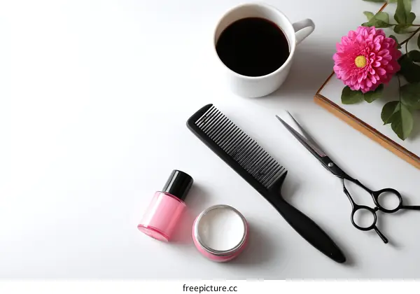 Hair Salon Accessories and Supplies on a White Table
