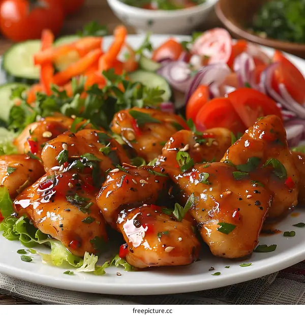 A plate of delicious food with vegetables
