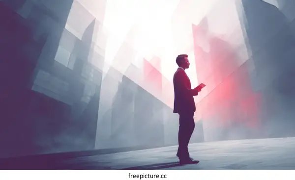 A Businessman Standing in a Modern City Environment