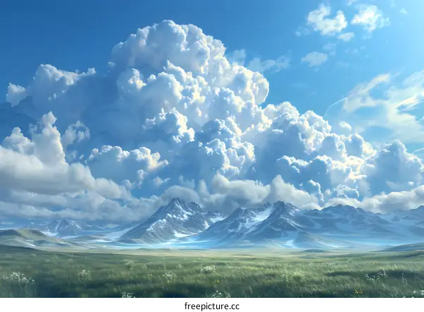 Cumulus clouds over the prairie