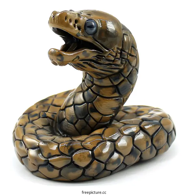 Realistic Snake Sculpture on White Background