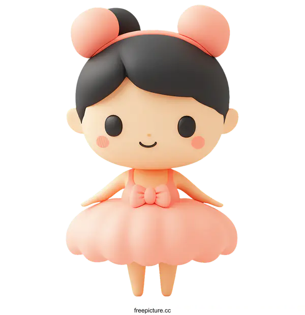 [Transparent Background PNG]Cute Cartoon Ballerina Girl Illustration