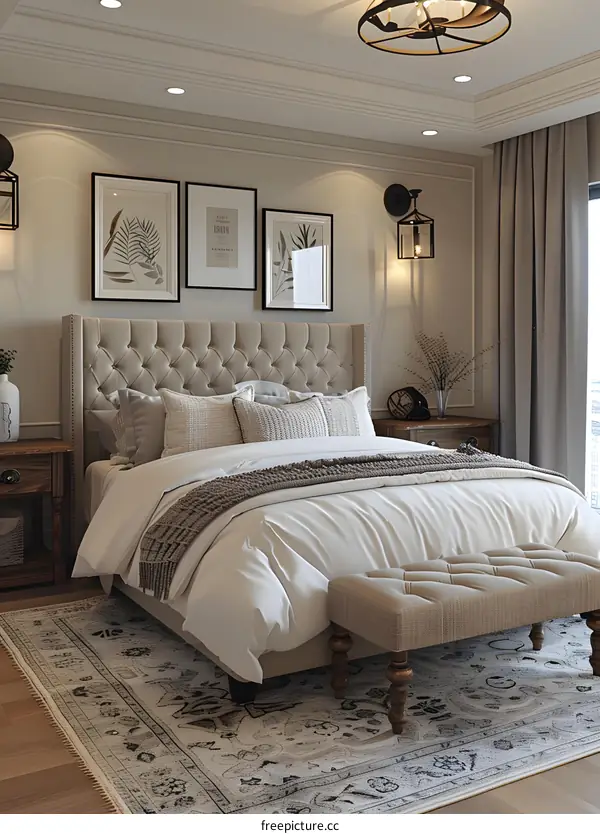 A cozy and comfortable master bedroom design that makes people feel relaxed