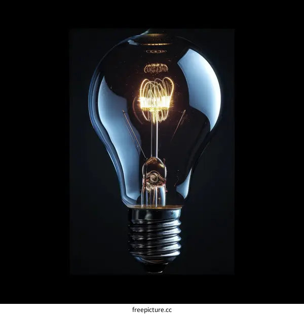 Light bulb with glowing spiral filament