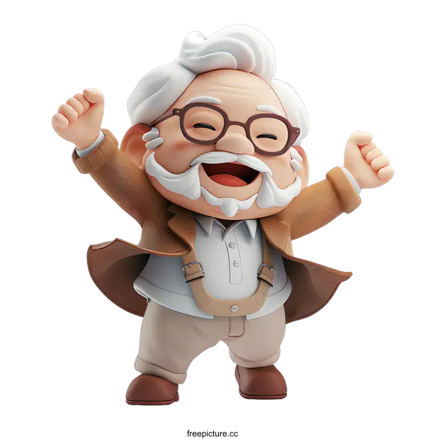 [Transparent Background PNG]Cheerful grandpa