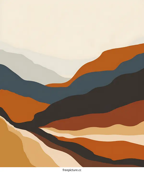 Abstract Minimalist Mountain Landscape in Earthy Tones