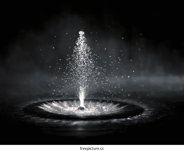 Water Fountain Spraying in Monochrome