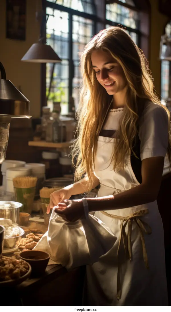 portrait of a young woman in a coffee shop