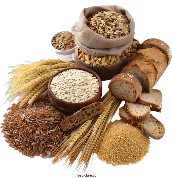 [Transparent Background PNG]Various Types of Grains and Bread