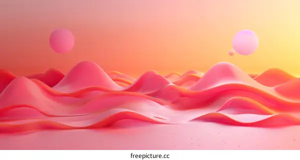 Pink and Orange Abstract Waves Background