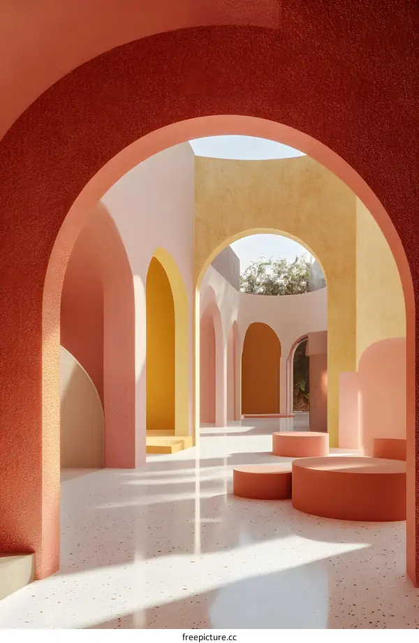 Abstract Archway Design in Pastel Colors