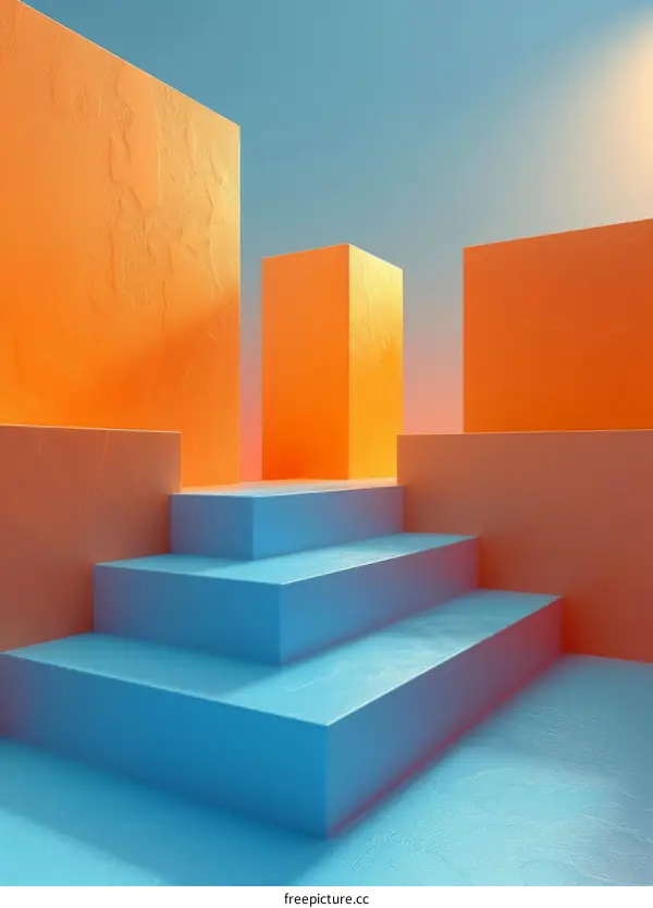 Abstract Geometric Shapes in Blue and Orange