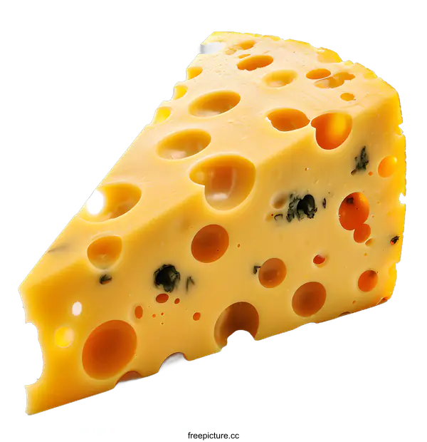 [Transparent Background PNG]Cheese wedge with blue mold isolated on white background