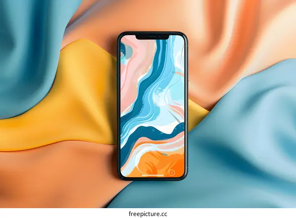 Abstract Phone Background with Blue Yellow and Orange Colors