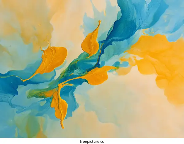 Abstract Artistic Flowing Colors Painting