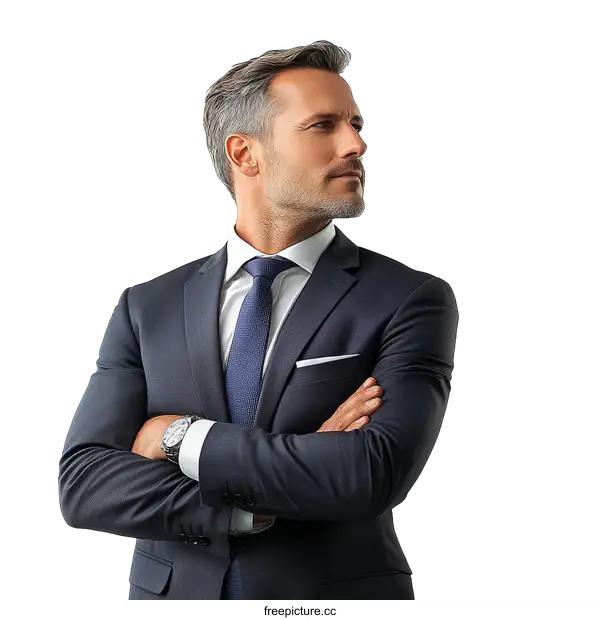 [Transparent Background PNG]Confident Businessman in Formal Suit
