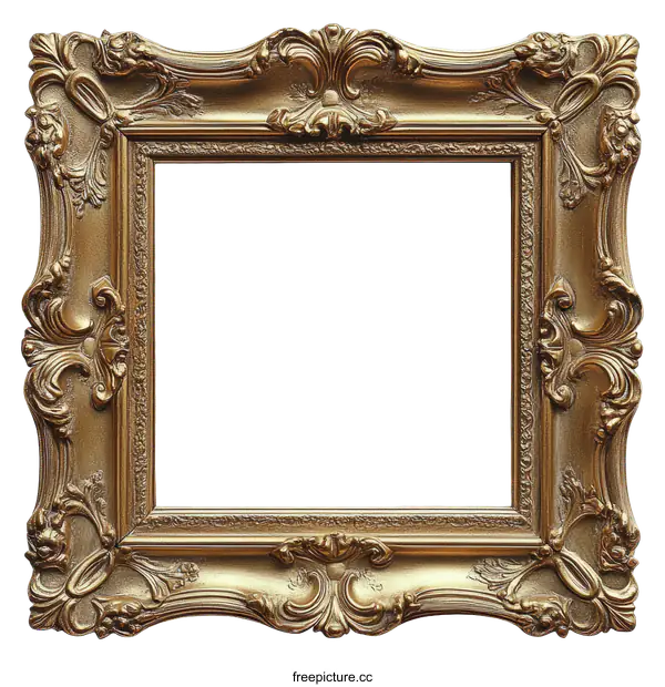 [Transparent Background PNG]Ornate Gold Picture Frame