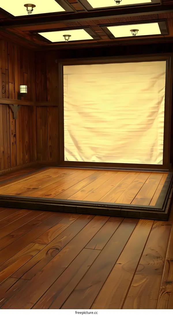 Wooden Floor with Light Fixtures and Window
