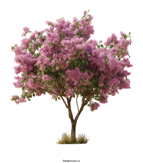[Transparent Background PNG]Pink Flower Tree Isolated on White Background