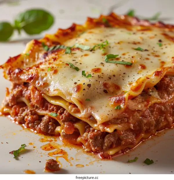 Delectable Lasagna with Ground Beef, Tomato Sauce, and Melted Cheese