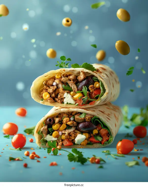 Beef and Black Bean Burritos with Roasted Corn and Feta