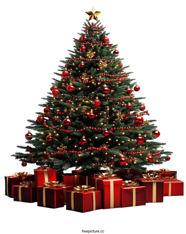 [Transparent Background PNG]Christmas Tree with Presents Illustration