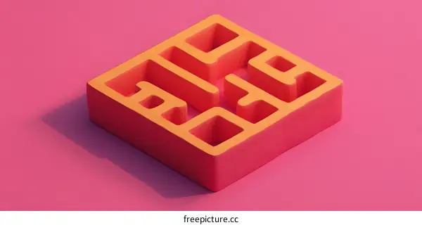 Orange Maze Design on Pink Background