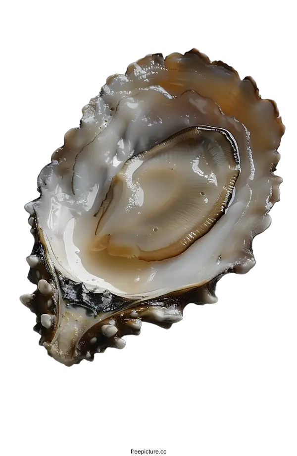 [Transparent Background PNG]Open Oyster Shell on White Background