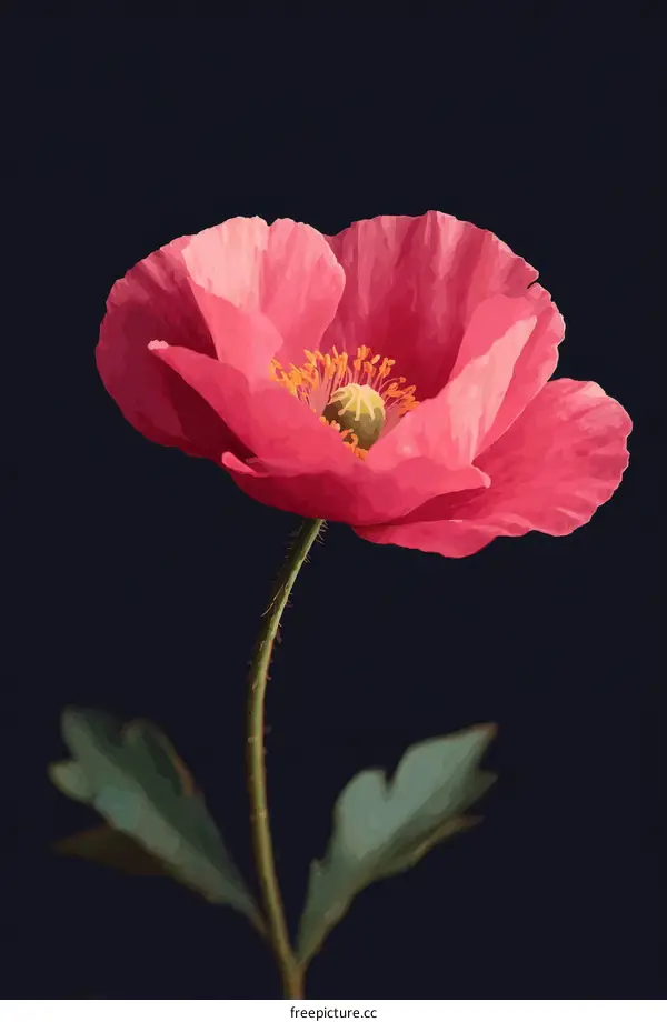 Vibrant Pink Poppy Flower Close-up