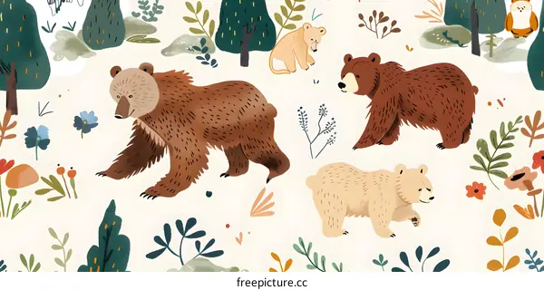 Cute Bears Seamless Pattern