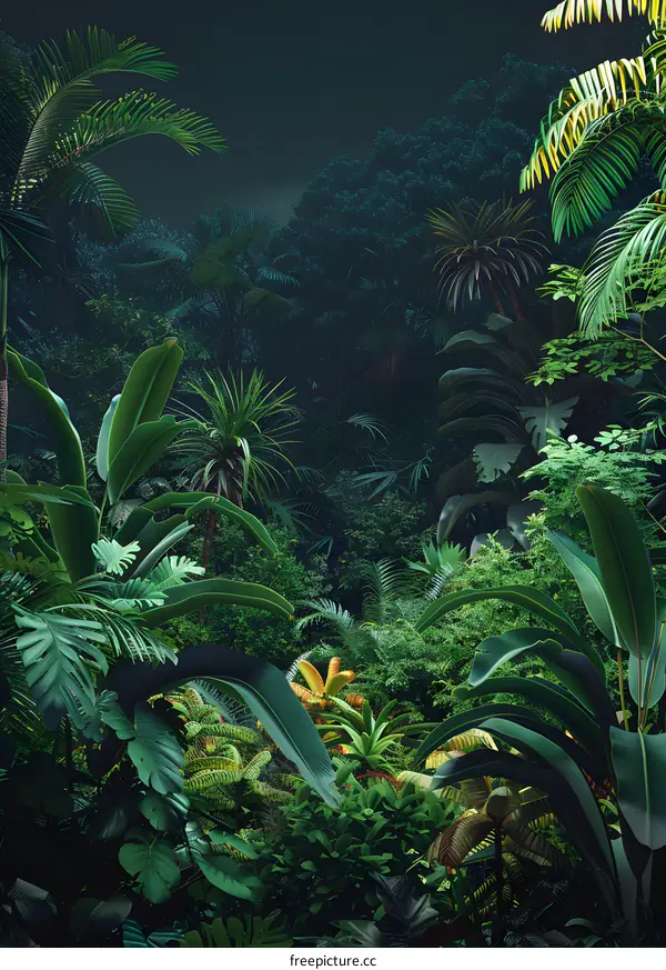 Tropical Rainforest Lush Green Foliage Background