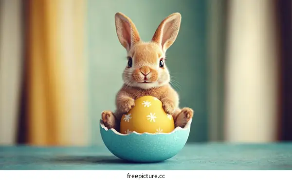 Adorable Easter Bunny with Egg
