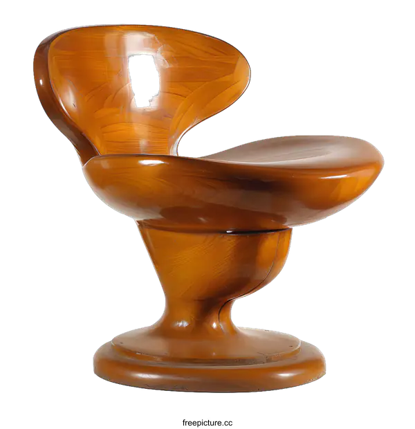 [Transparent Background PNG]Unique Wooden Chair With Swirling Design
