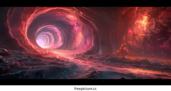 Mystical Journey Through a Fiery Cavern